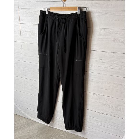 Eddie Bauer Pants Womens Size 8 Black Fleece Lined Elastic Waist Drawstrings - Picture 4 of 16